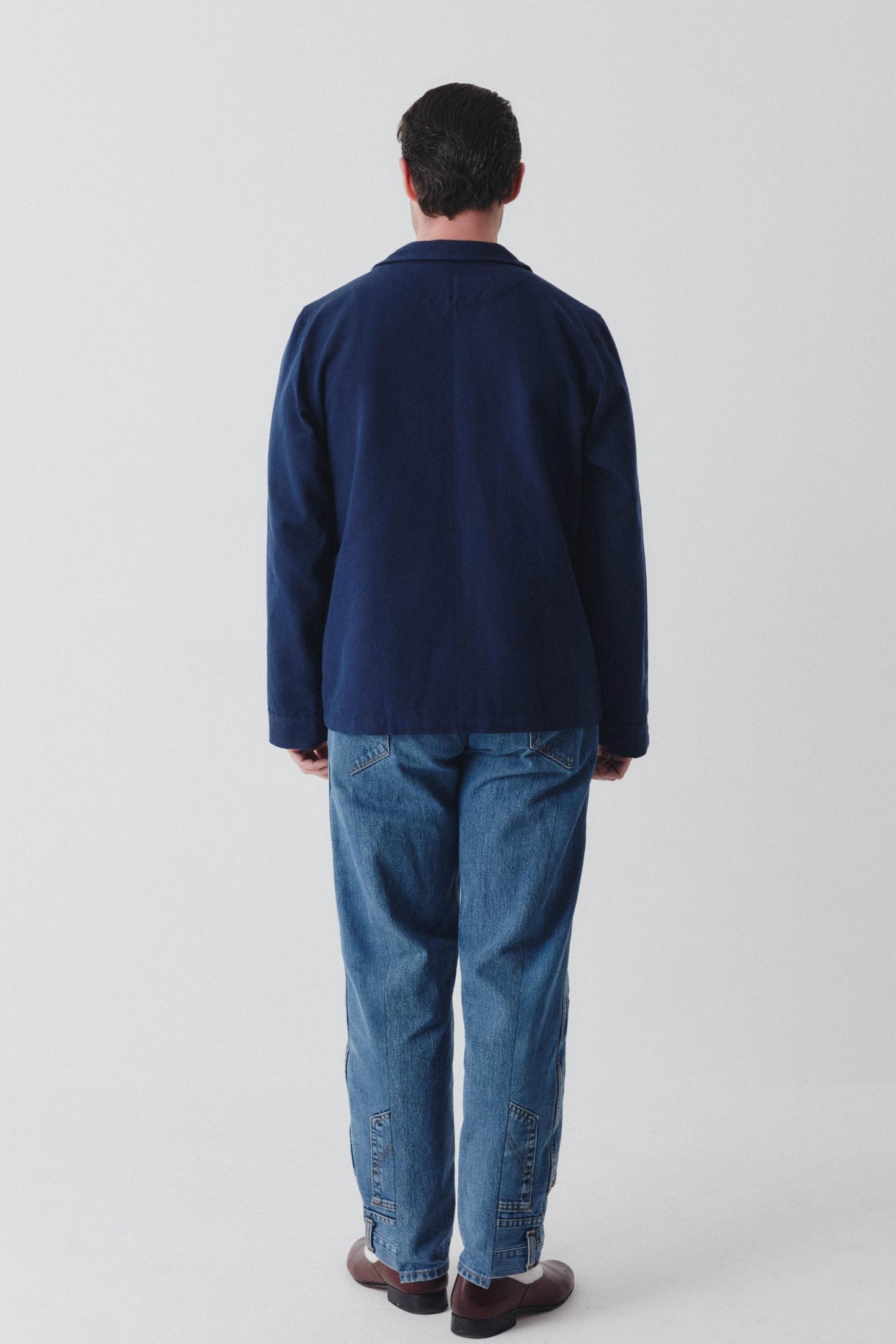 Boxy Jacket - Navy - Hand Embroidered Pocket Detail