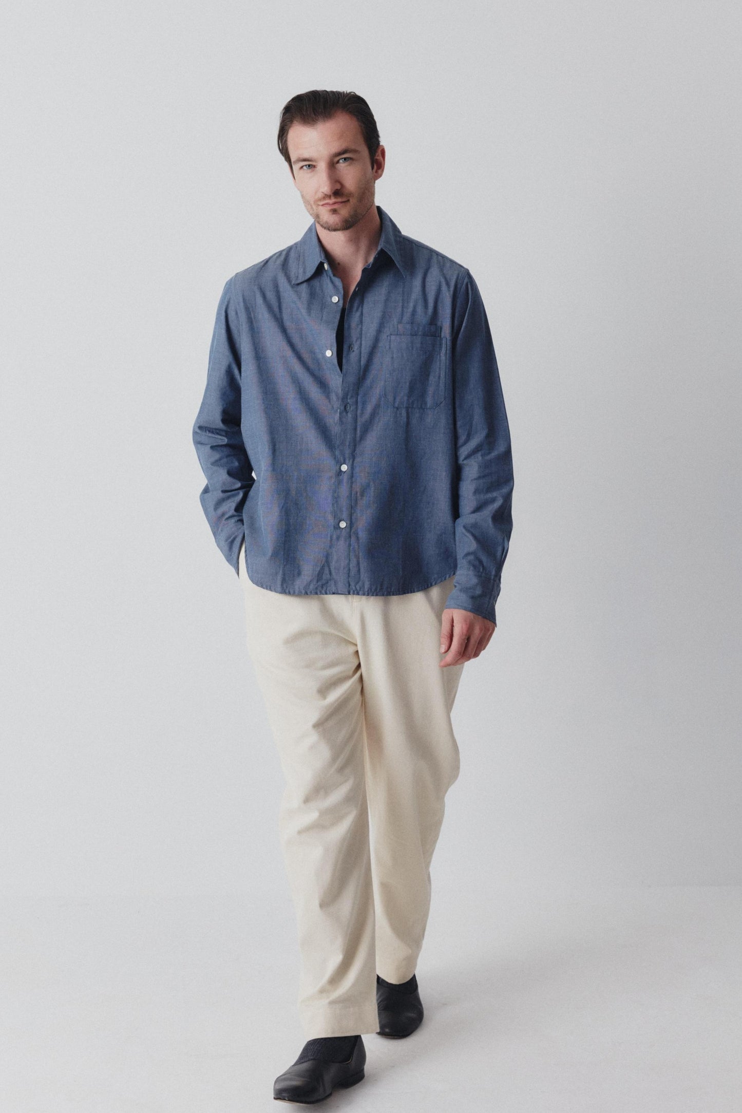 Brett Men's Shirt - Denim Blue Chambray