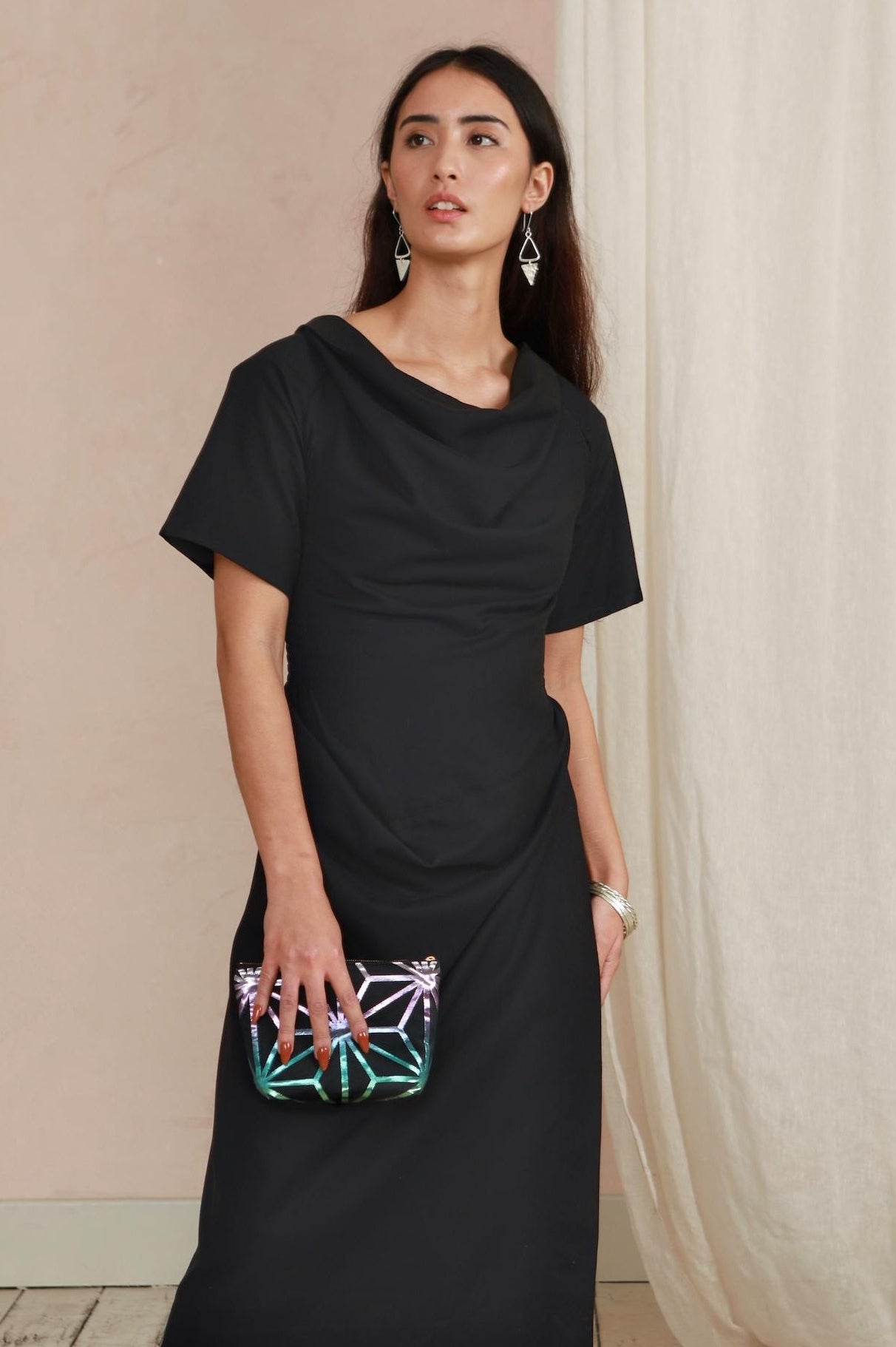 Phoebe Dress in Black Twill