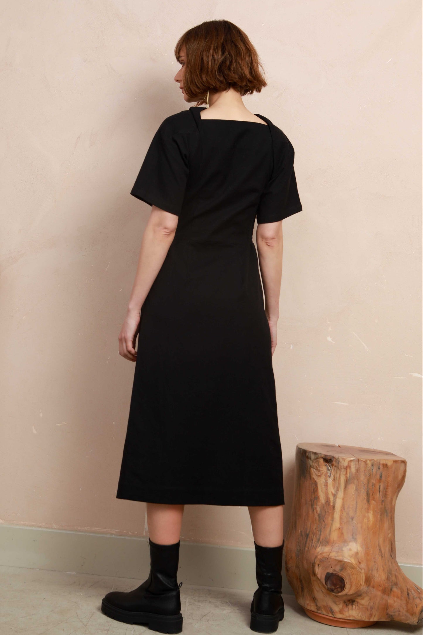 Phoebe Dress in Black Twill