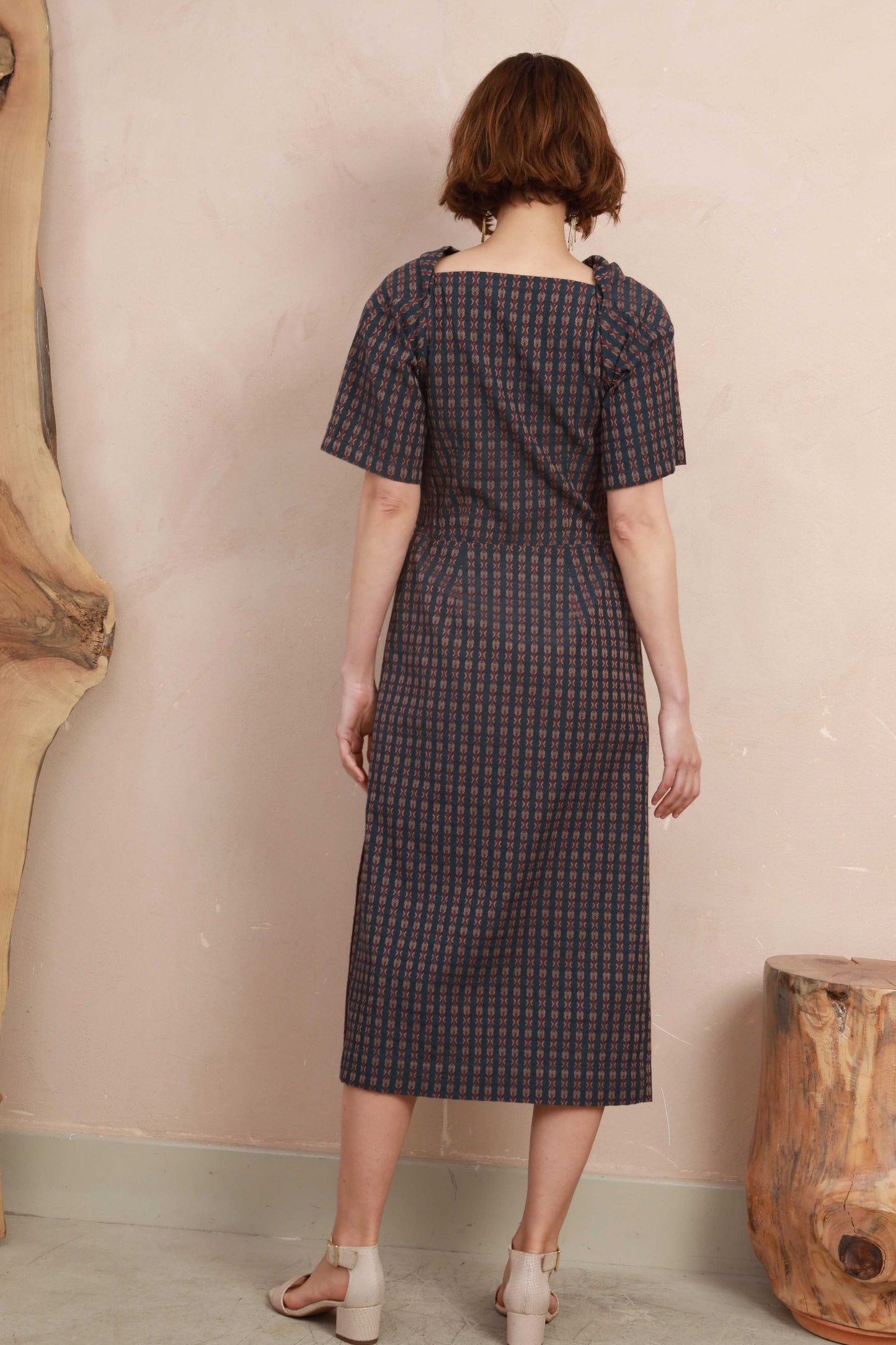 Phoebe Dress in Blue Jacquard