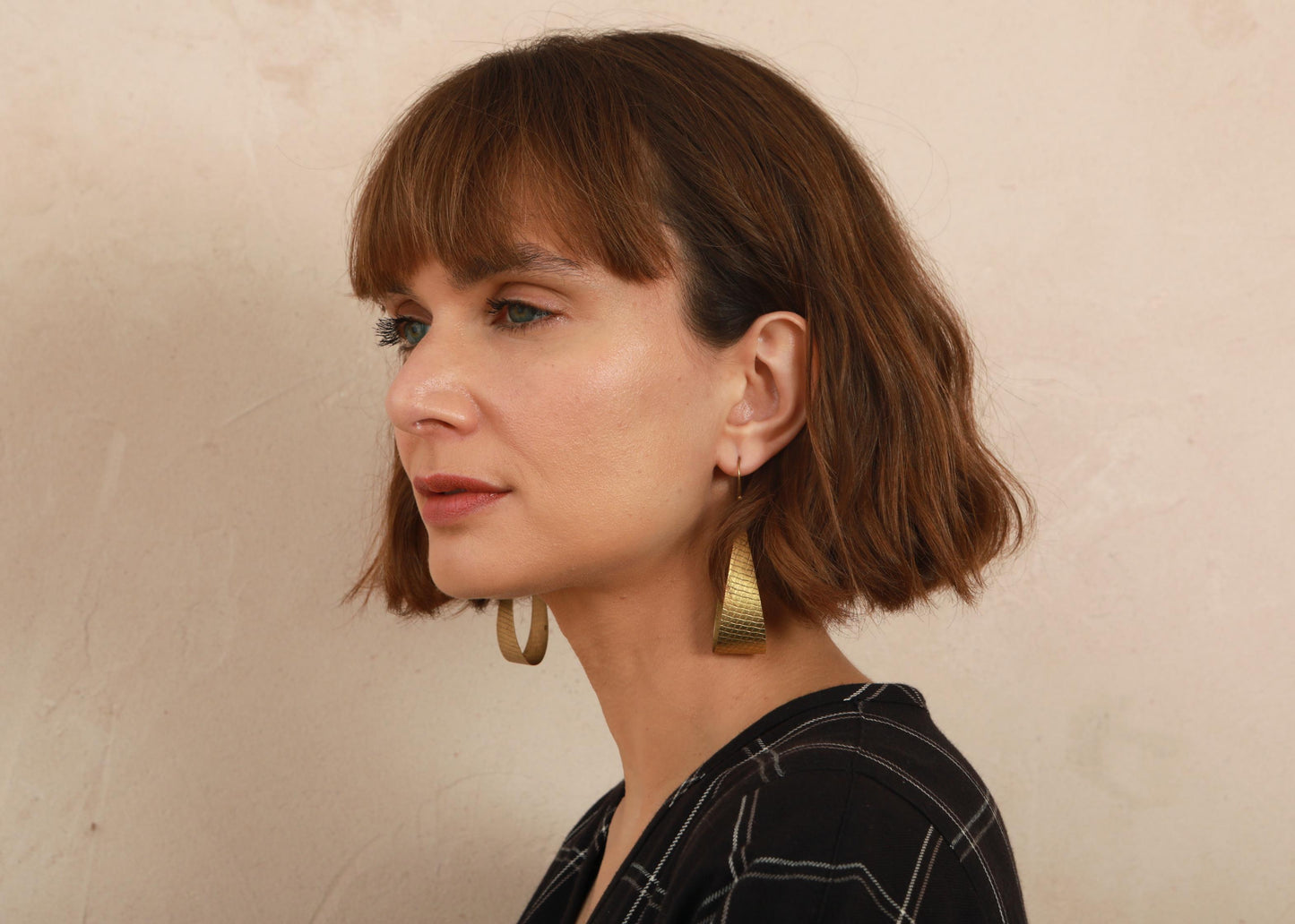 Basket Loop Earrings - Brass - Handmade