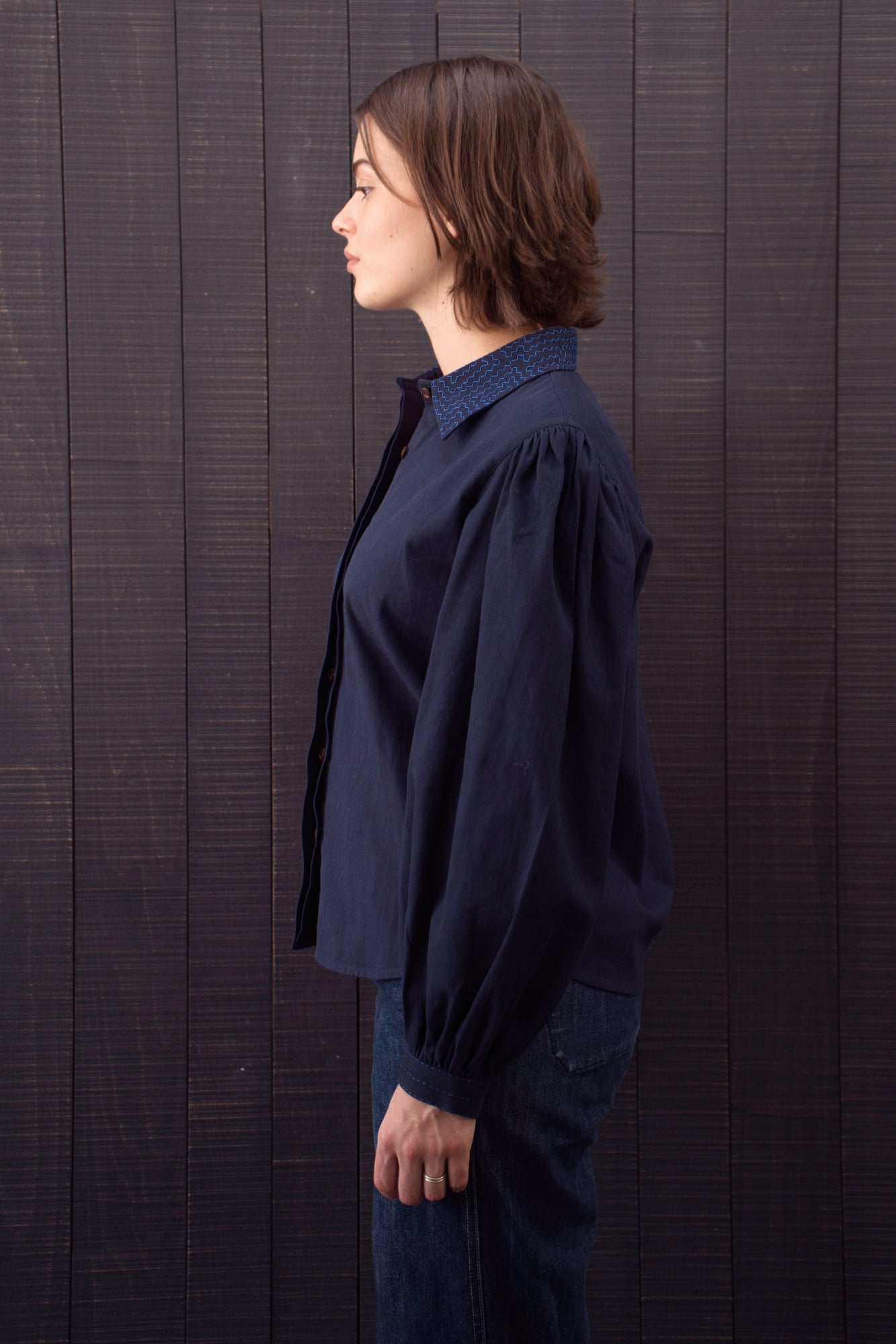 Effie Puff Sleeve Blouse - Navy