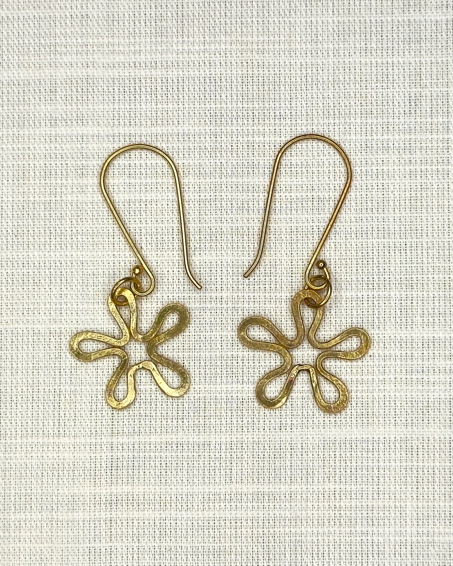 Flower Earrings - Brass