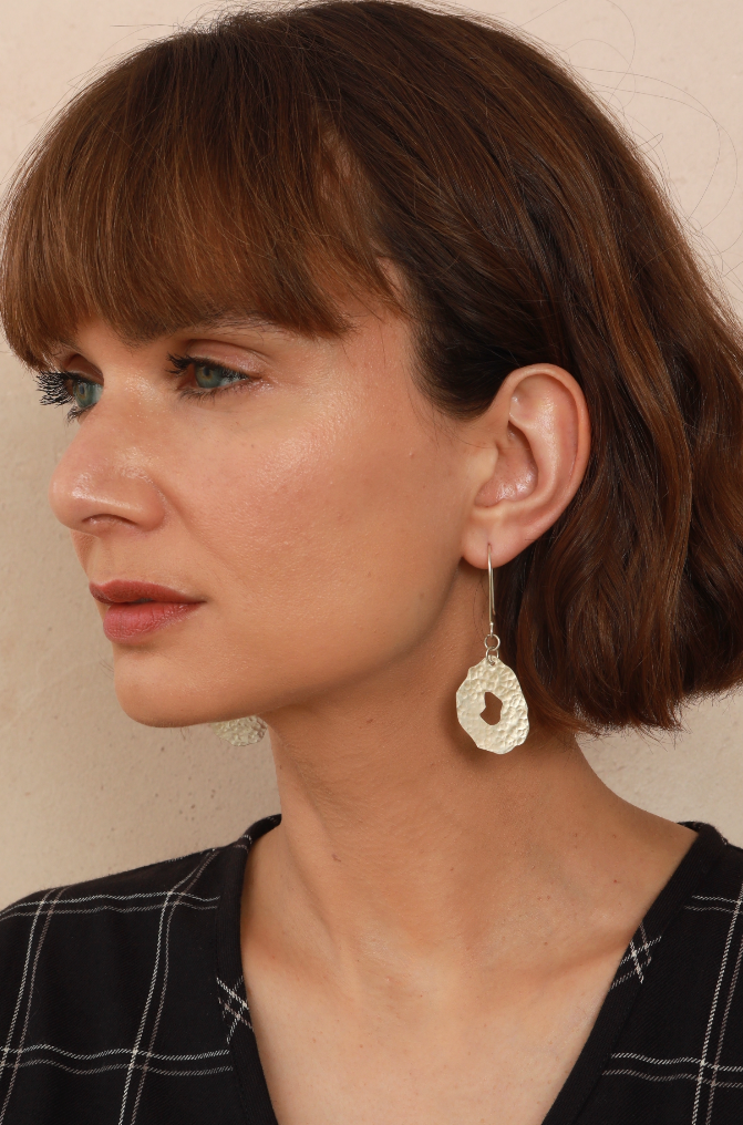Natural Form Earrings - Silver-Plated - Handmade