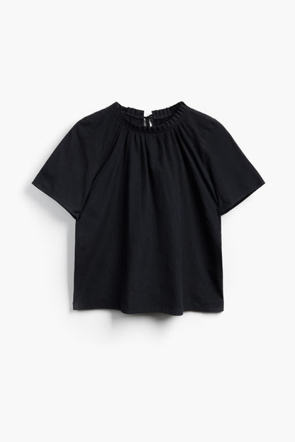 Shayla Top - Reversible Frill-Neck - Black