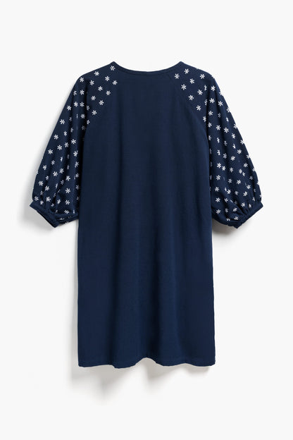Daisy Dress - Hand Embroidered - Navy