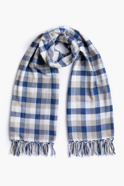 Blue Check Scarf