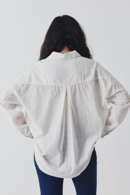 Jo Oversized Shirt - White Self-Check