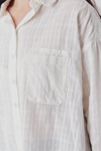 Jo Oversized Shirt - White Self-Check