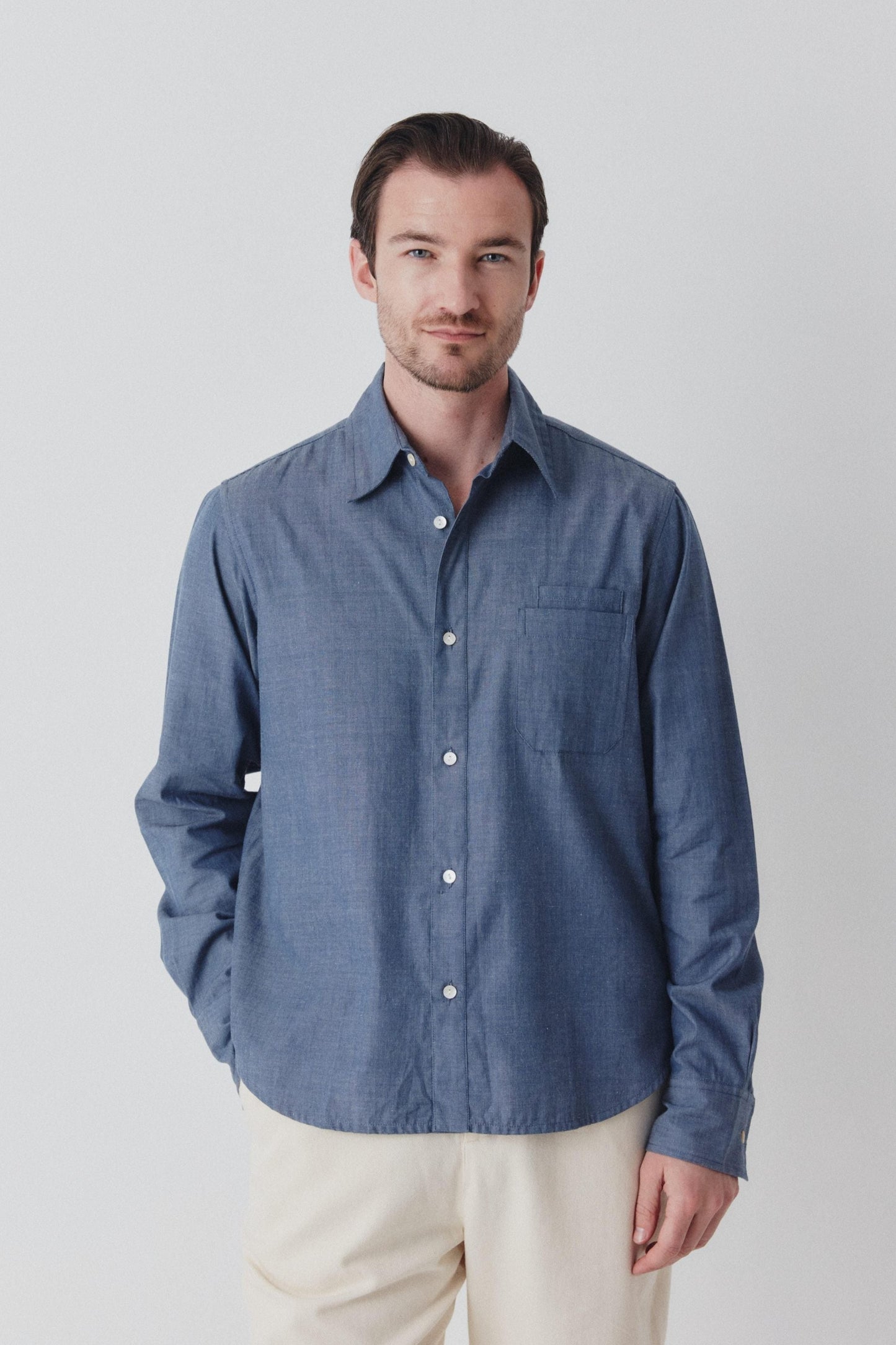 Brett Men's Shirt - Denim Blue Chambray