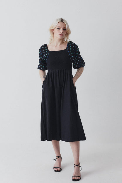 Belle Dress - Hand Embroidered - Black