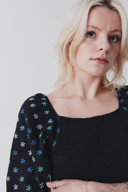 Belle Dress - Hand Embroidered - Black