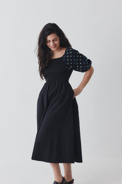 Belle Dress - Hand Embroidered - Black