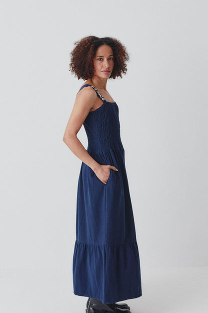 Lucy Sundress - Hand Embroidered Straps- Navy Blue