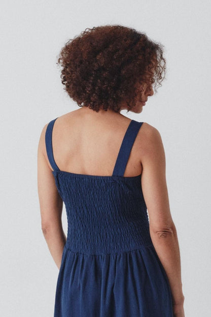 Lucy Sundress - Hand Embroidered Straps- Navy Blue