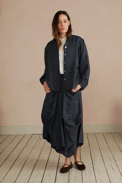 Women's Shacket - Navy White Dot Hand Weave