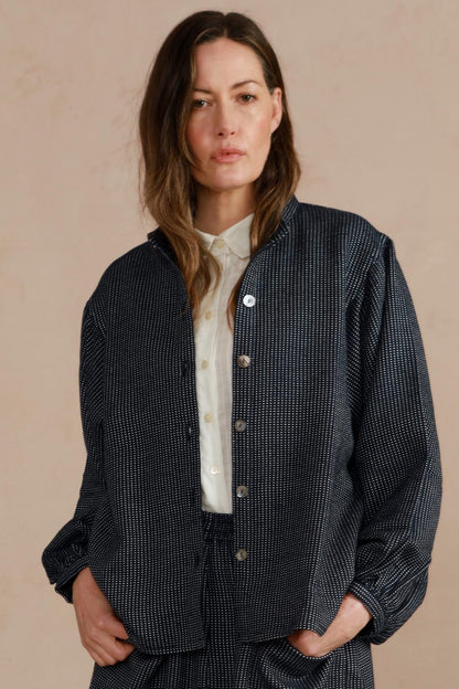 Artist Jacket - Navy Dot Weave