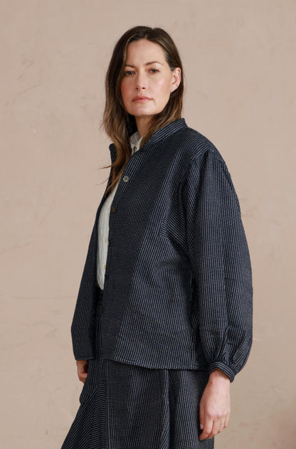 Artist Jacket - Navy Dot Weave