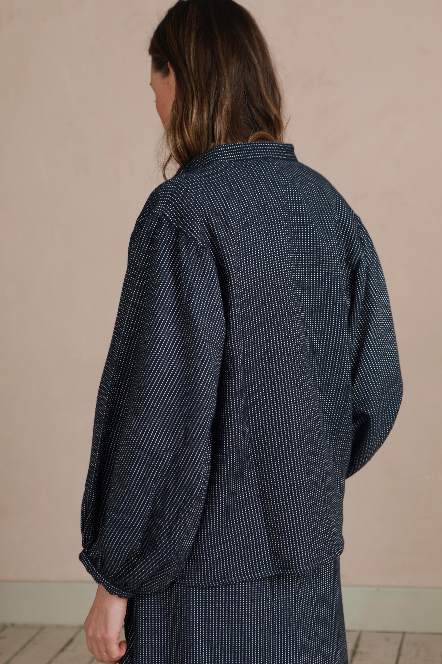 Artist Jacket - Navy Dot Weave