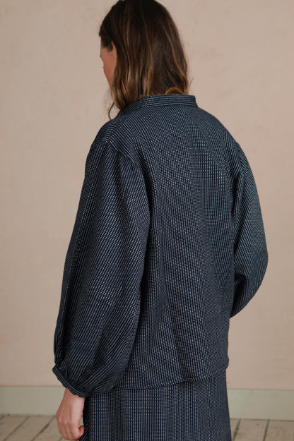 Artist Jacket - Navy Dot Weave