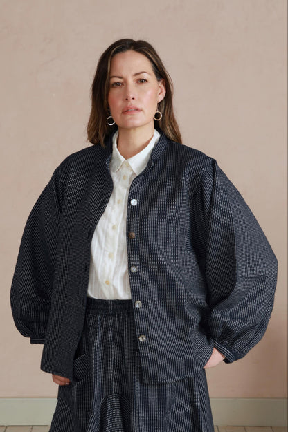 Artist Jacket - Navy Dot Weave