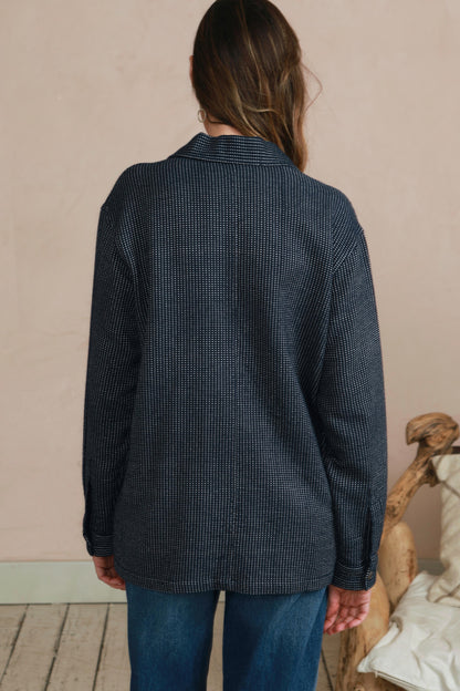 Women's Shacket - Navy White Dot Hand Weave