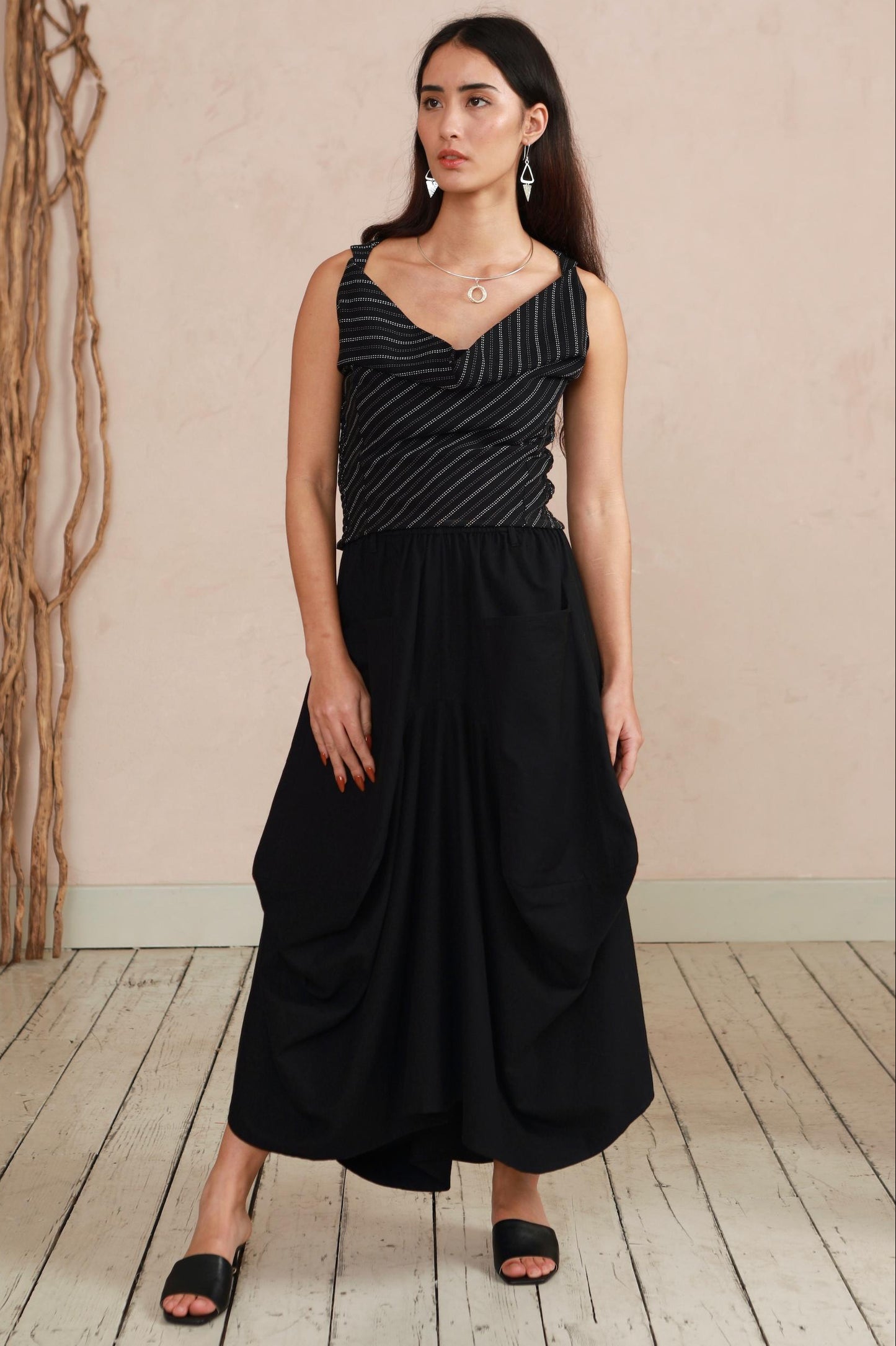 Celia Cowl Top - Black Stripe