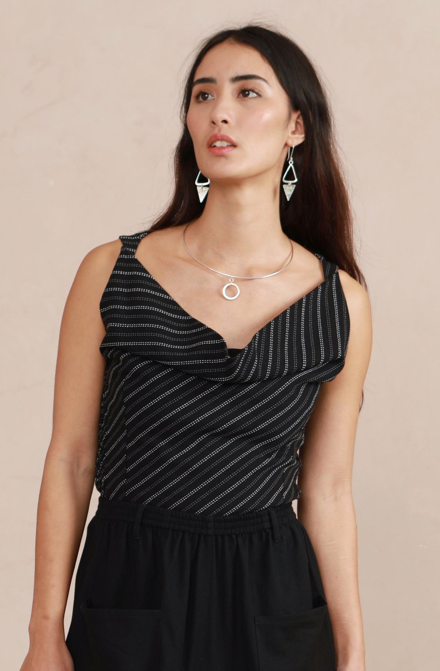 Celia Cowl Top - Black Stripe