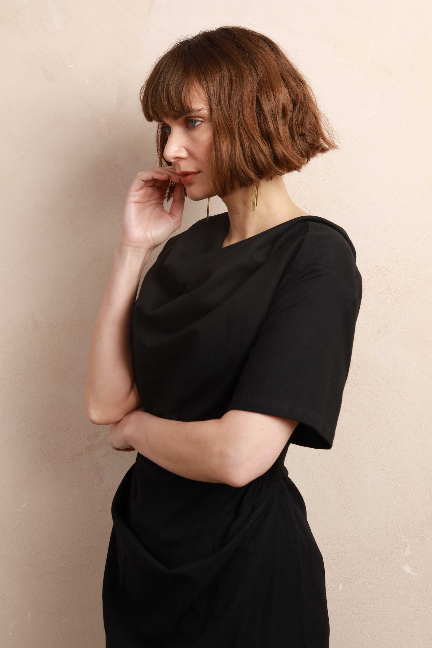 Phoebe Dress in Black Twill