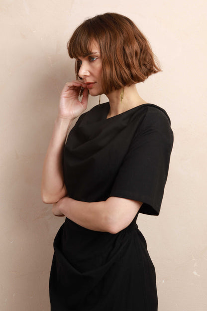 Phoebe Dress in Black Twill