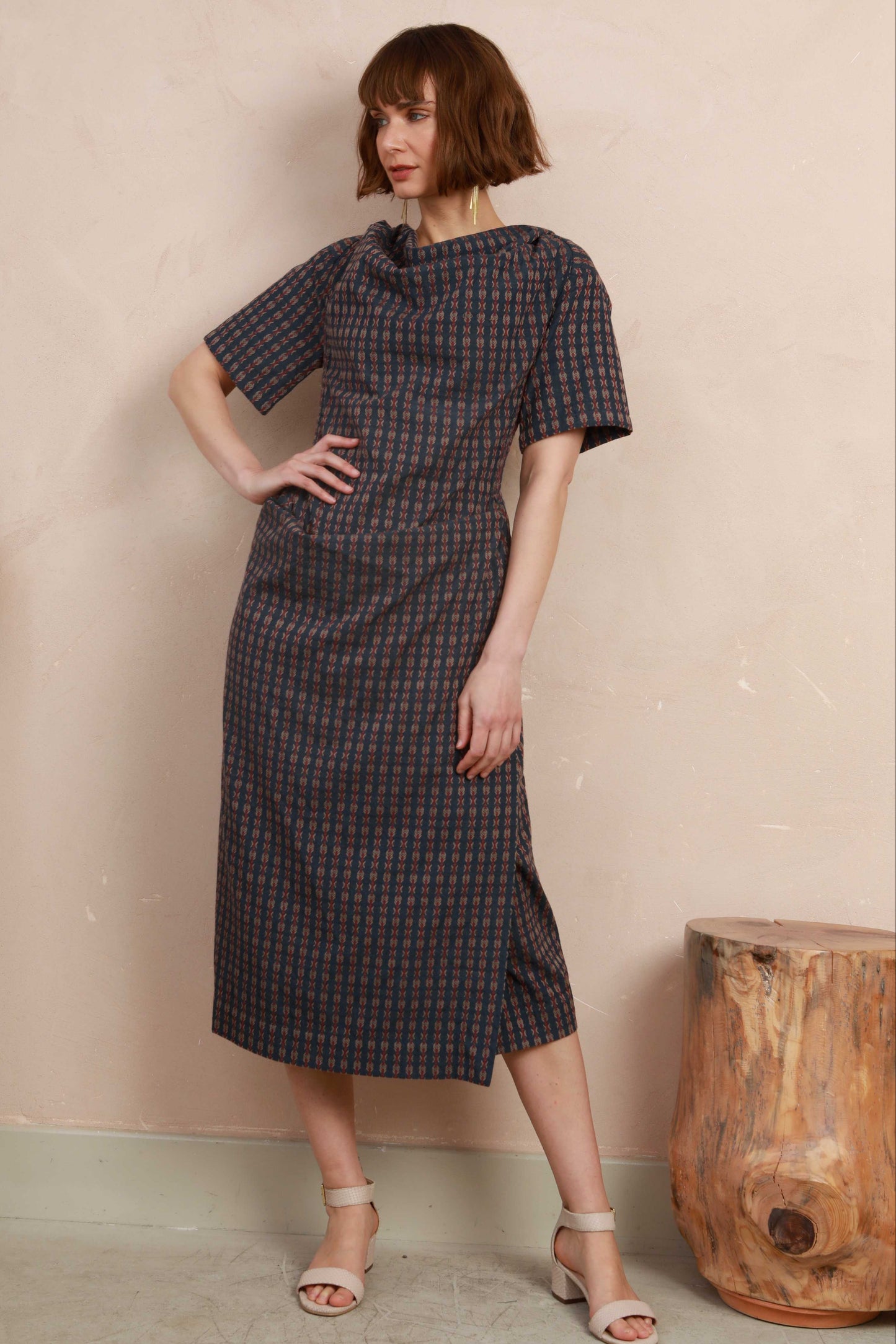 Phoebe Dress in Blue Jacquard
