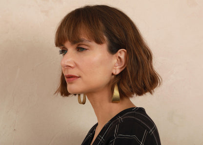 Basket Loop Earrings - Brass - Handmade