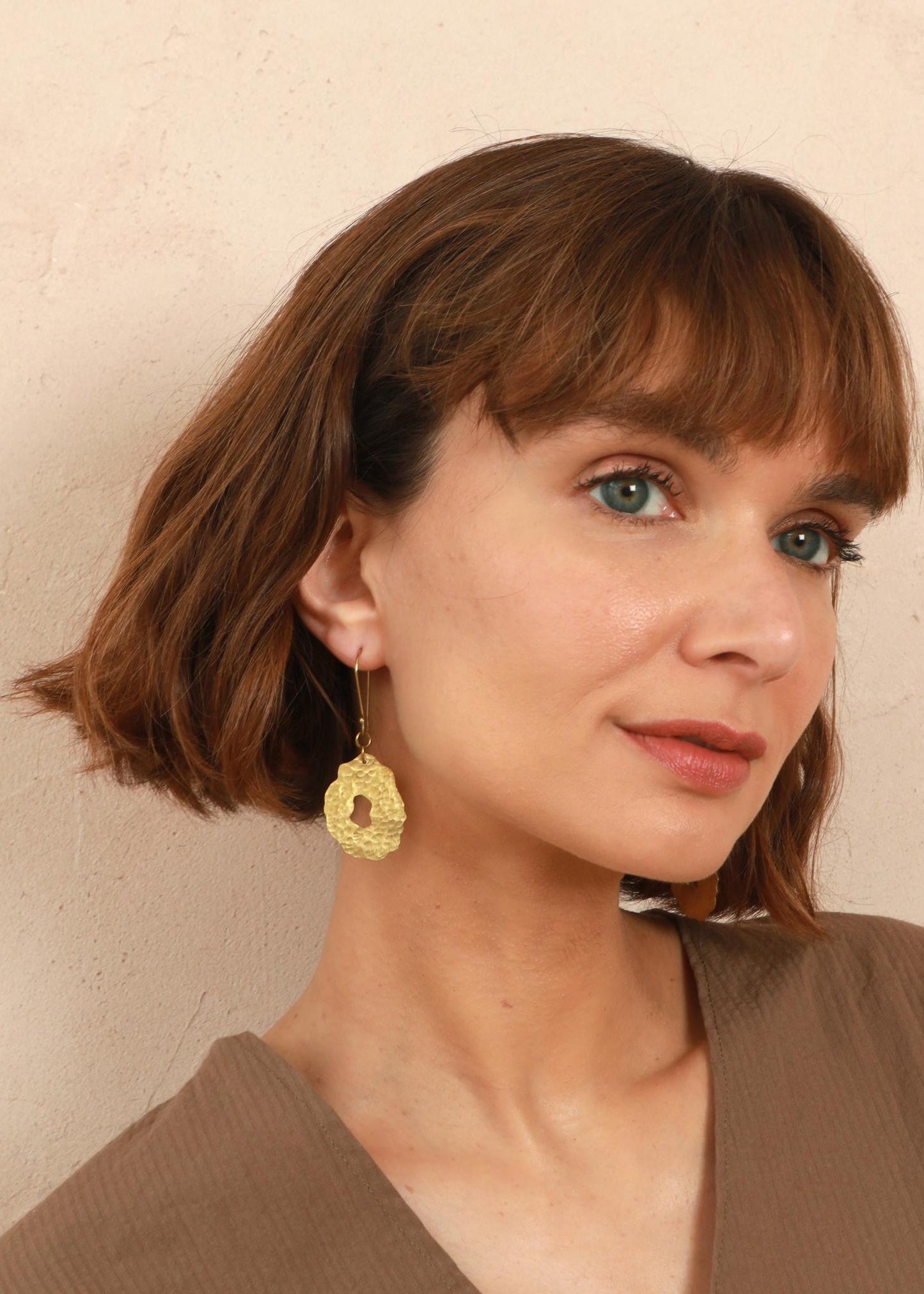 Natural Form Earrings - Brass - Handmade