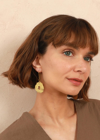 Natural Form Earrings - Brass - Handmade