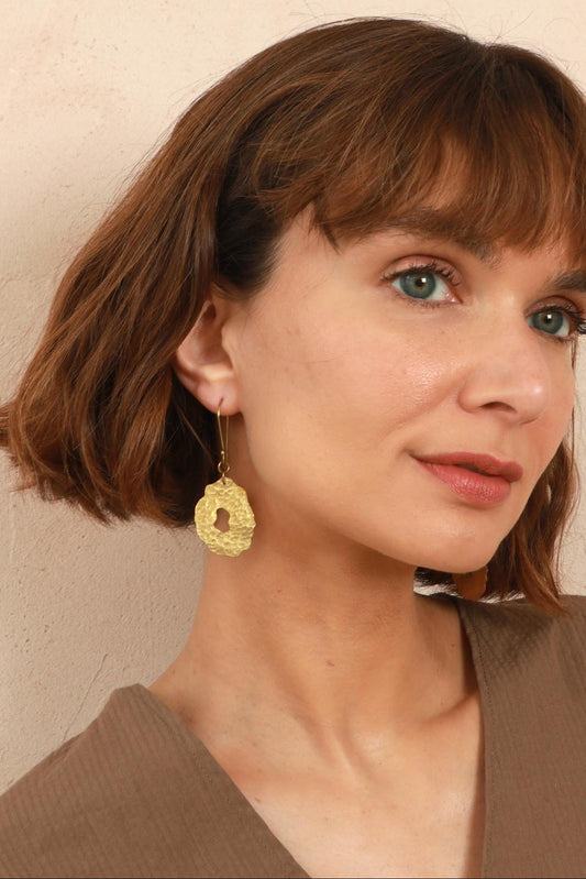 Natural Form Earrings - Brass - Handmade