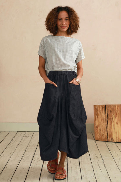 Safia Denim Skirt - Indigo Denim Chambray