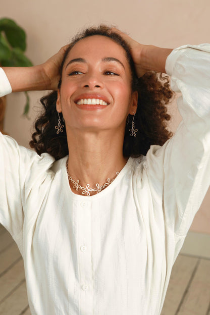 Laura Top - Handwoven Lace Weave - Off-White