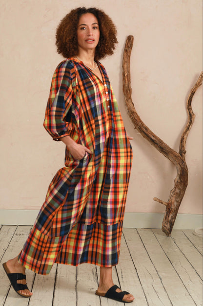 Safari Dress - Multi Check with tie belt