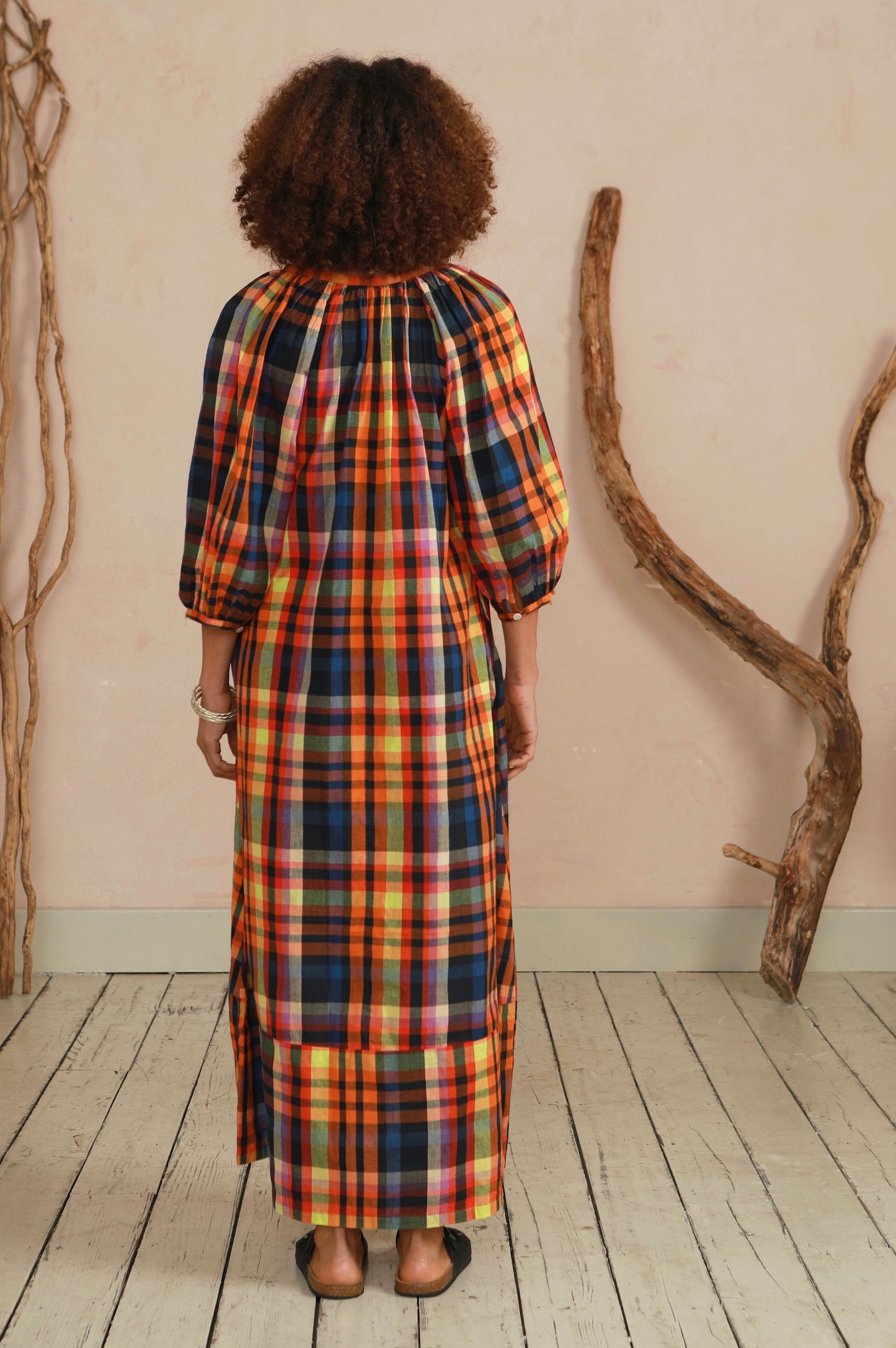 Safari Dress - Multi Check with tie belt