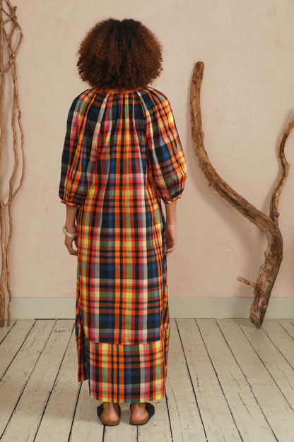 Safari Dress - Multi Check with tie belt