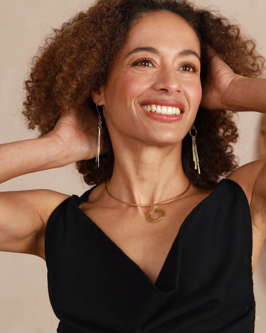 Sun Ray Earrings - Brass