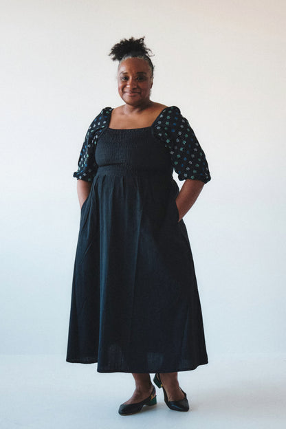 Belle Dress - Hand Embroidered - Black