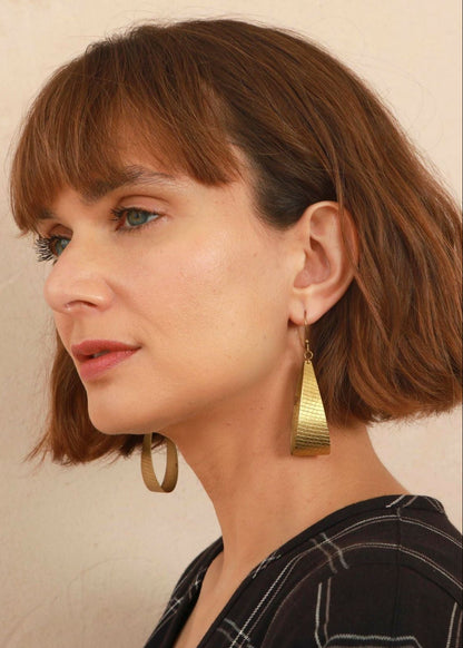 Basket Loop Earrings - Brass - Handmade