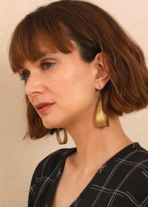 Basket Loop Earrings - Brass - Handmade