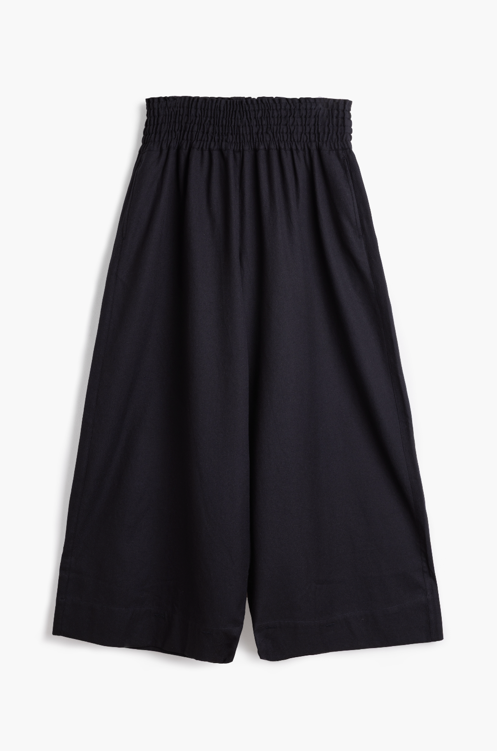 Wide Leg Trousers in Handwoven Organic Cotton - (Medium Weight Twill) - Solid Black