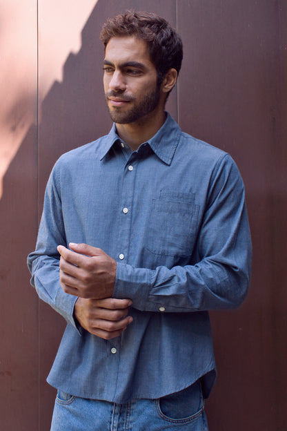 Brett Men's Shirt - Denim Blue Chambray