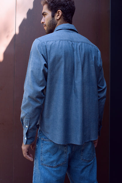 Brett Men's Shirt - Denim Blue Chambray