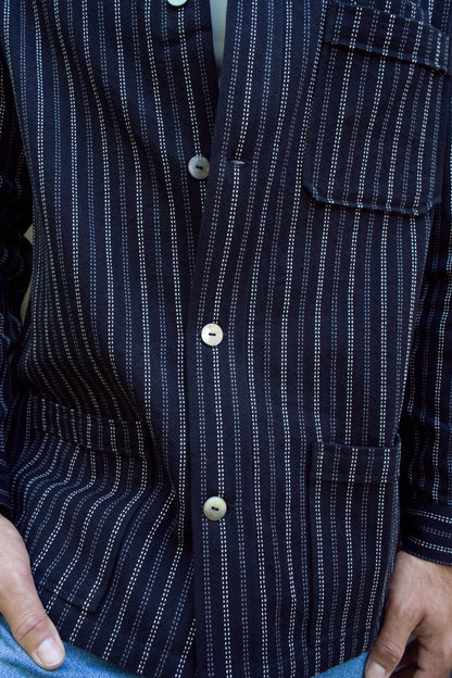 Men's Shacket - Black Stripe Stitch