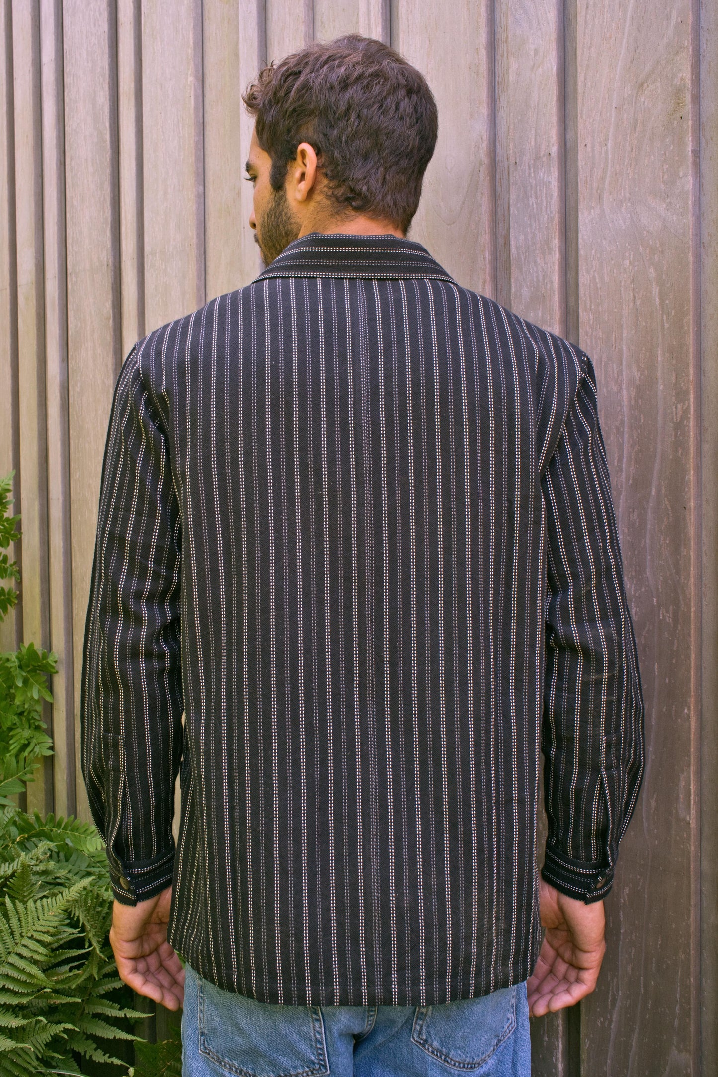 Men's Shacket - Black Stripe Stitch